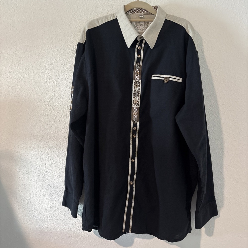 OS Trachten Shirt Lederhosen Oktoberfest  Black And Tan XXL Germany